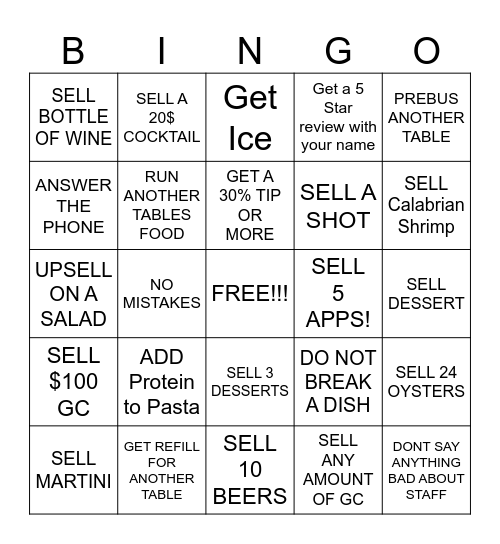 SERVER BINGO Card
