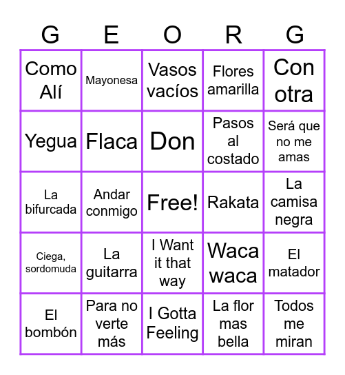 💜Mis 50💜 Bingo Card