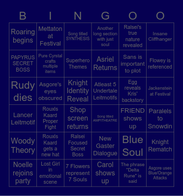 DELTARUNE CHAPTER 5 Bingo Card