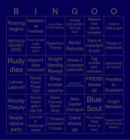 DELTARUNE CHAPTER 5 Bingo Card