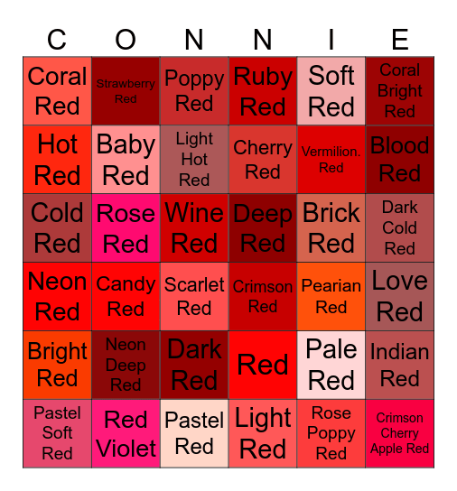 Connie is Red ❤️ * Bingo Card