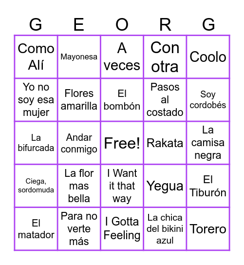 💜Mis 50💜 Bingo Card
