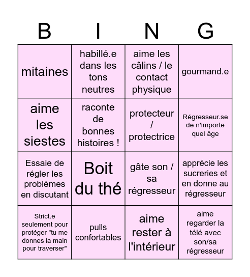 Baba/Mama/Papa Ours Bingo Card