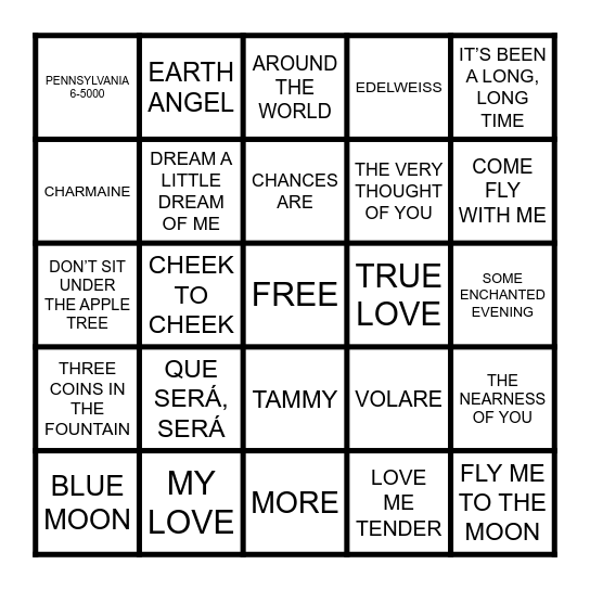 MIKE'S MUSIC BINGO Card