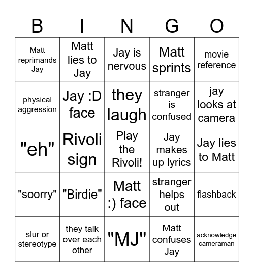 Nirvanna The Bingo Card