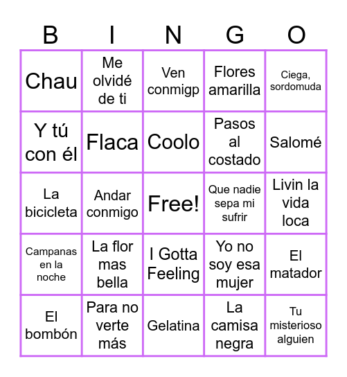 💜💜 Bingo Card