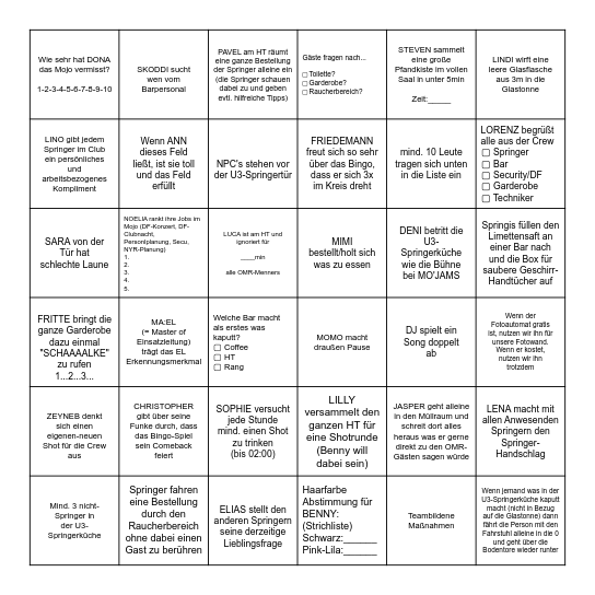 THE RETURN OF THE MOJO-BINGO Card