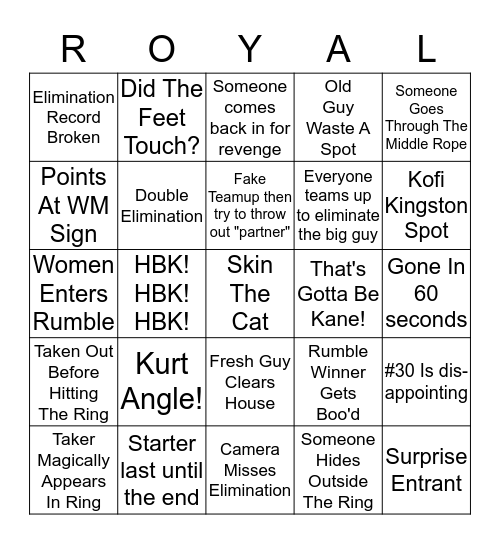 Rumble 2017 Bingo Card