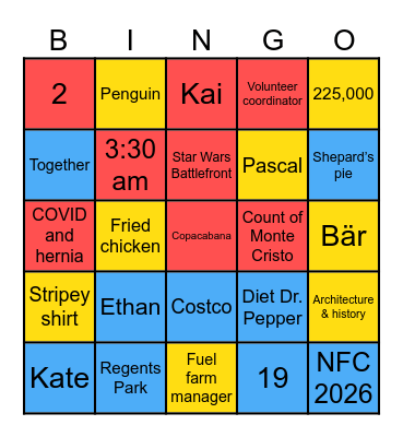 Kate & Pascal Bingo Card