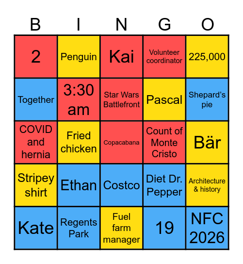 Kate & Pascal Bingo Card