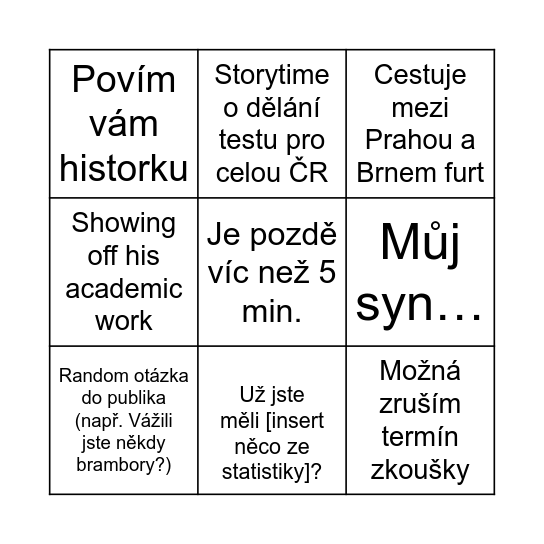 Urbánek Bingo Card