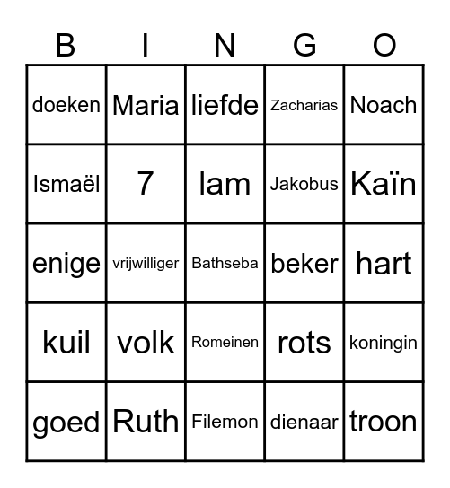 Bijbel Bingo Card
