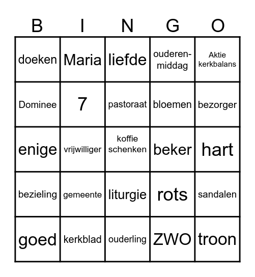 Bijbel Bingo Card