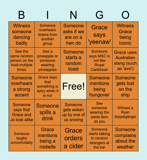 Cruise Chaos - Winner Chooses Punishment Bingo Card