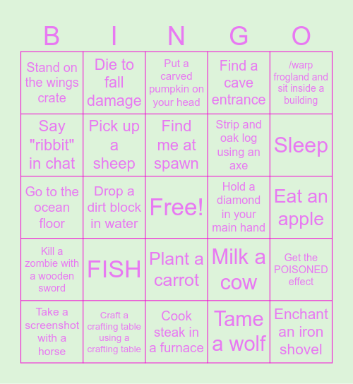 FROGGY BINGO Card