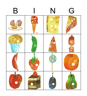 The Hungry Caterpillar Bingo Card