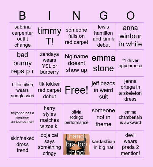 met gala 2026 bingo Card