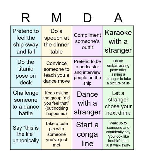 Cruise Bingo 🚢 Bingo Card