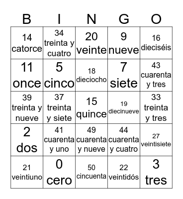 Números  0-60 Bingo Card