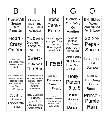 Movie Soundtrack Bingo Card