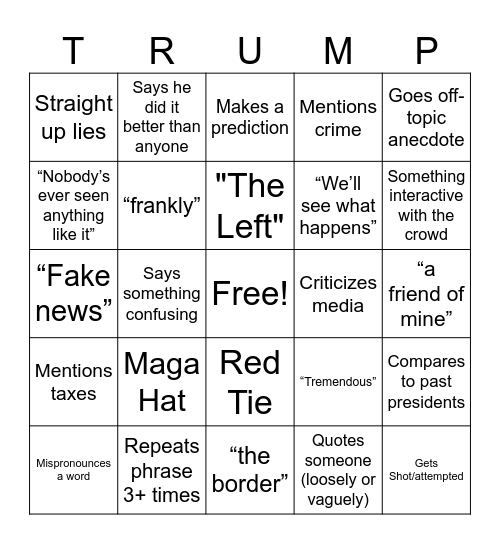 Trump bingo Card