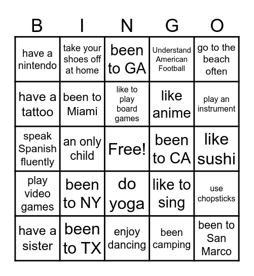 HELLO BINGO Card
