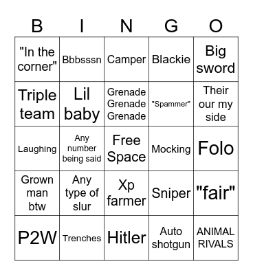 Animal rivals bingo with friends Bingo Card