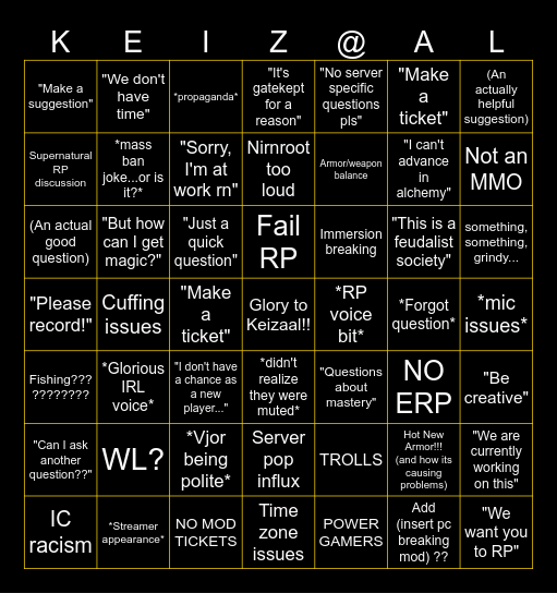 Town Hall Bingo Card