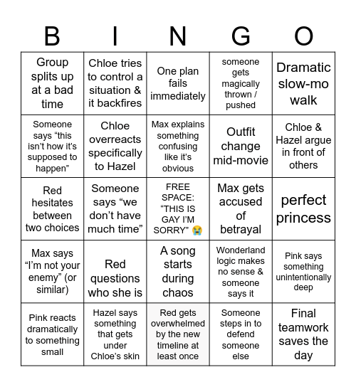 Wicked Wonderland Bingo Card