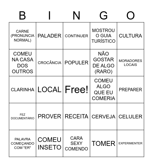 BINGO DO KERNE! Bingo Card