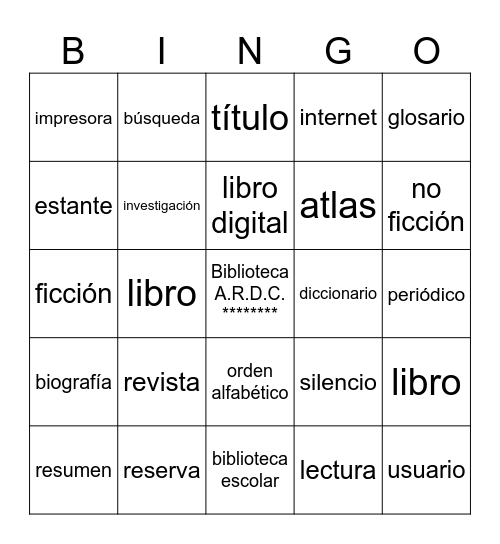 Bibliobingo Card