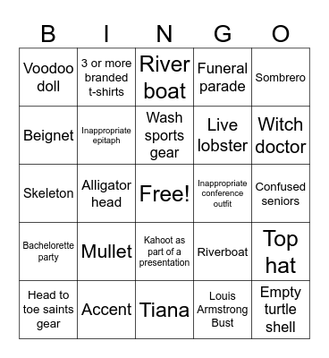 New Orleans Bingo Card