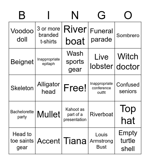New Orleans Bingo Card