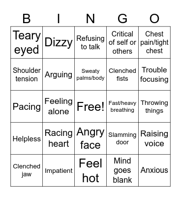 Warning Signs Bingo Card