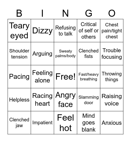 Warning Signs Bingo Card