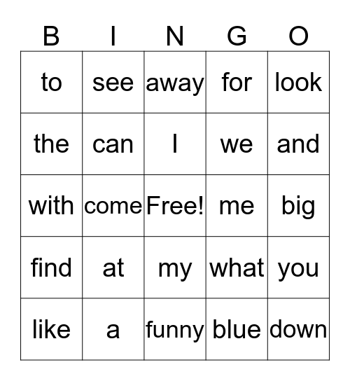 Hadley's Sight Word Bingo Card