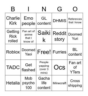 My TikTok Bingo Card