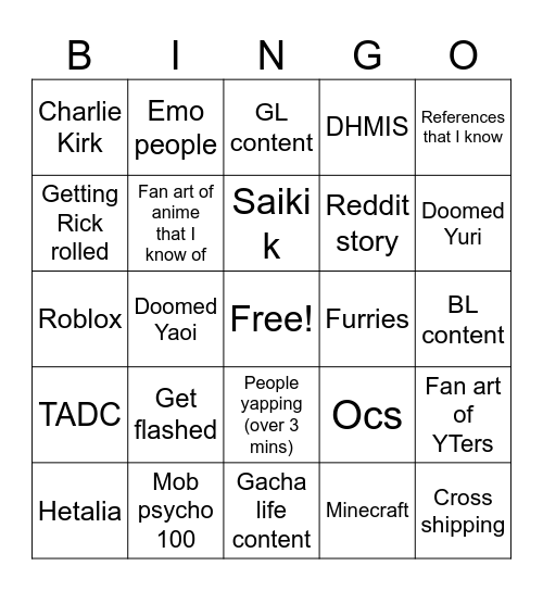 My TikTok Bingo Card
