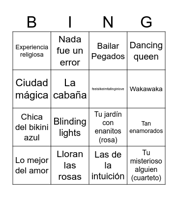 Bingo Musical Bingo Card