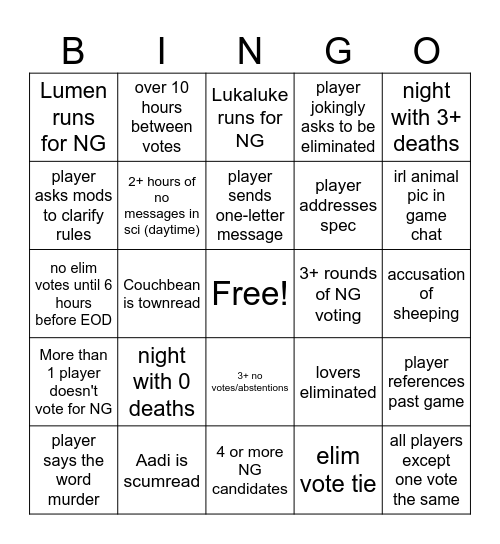 Luke, I Am Your ToJ BINGO Card