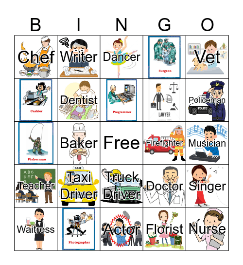 10-JOBS Bingo Card
