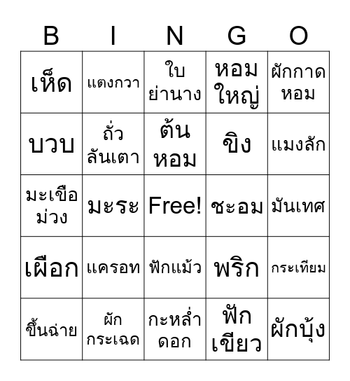 Test Bingo Card