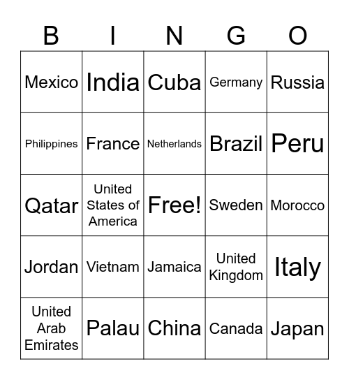 bingo geo Bingo Card