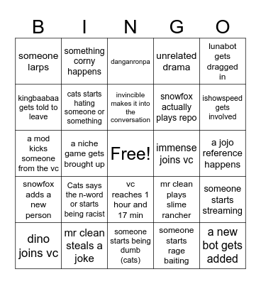 dumpster fire (ohio) vc bingo Card