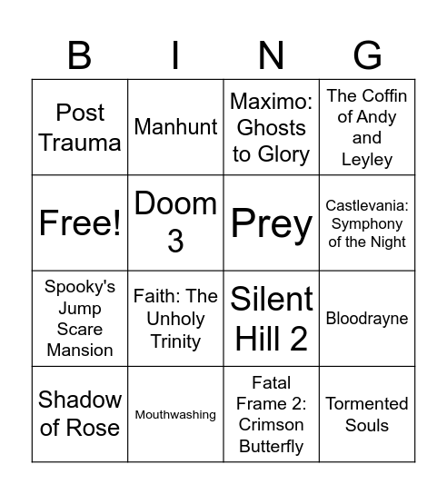 Fall 2026 Gaming Bingo Card