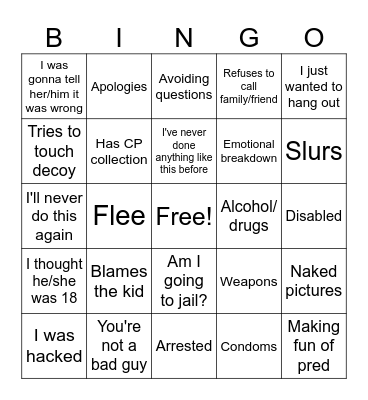 PRED BINGO Card