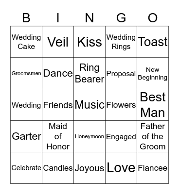 BRIDAL Bingo Card