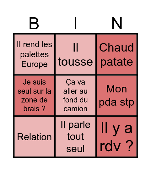 Stephane Bingo Card