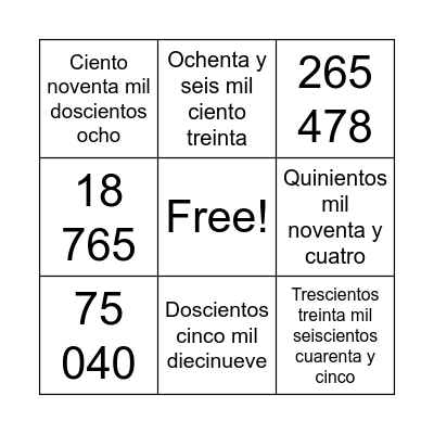 BINGO MATEMÁTICO Bingo Card