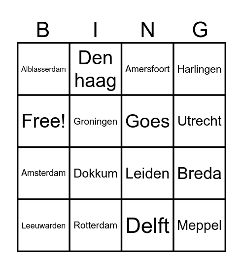 65! Bingo Card